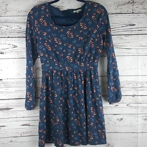 Floral blue long sleeve  dress size medium